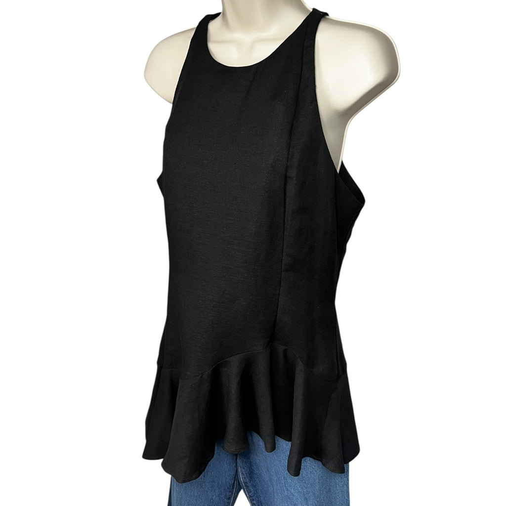 Paper London Linen Asymmetric Peplum Racer Top – UK14