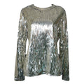 Off-White Sequin Embellished Long Sleeve Top – Silver, IT42 – pre-loved