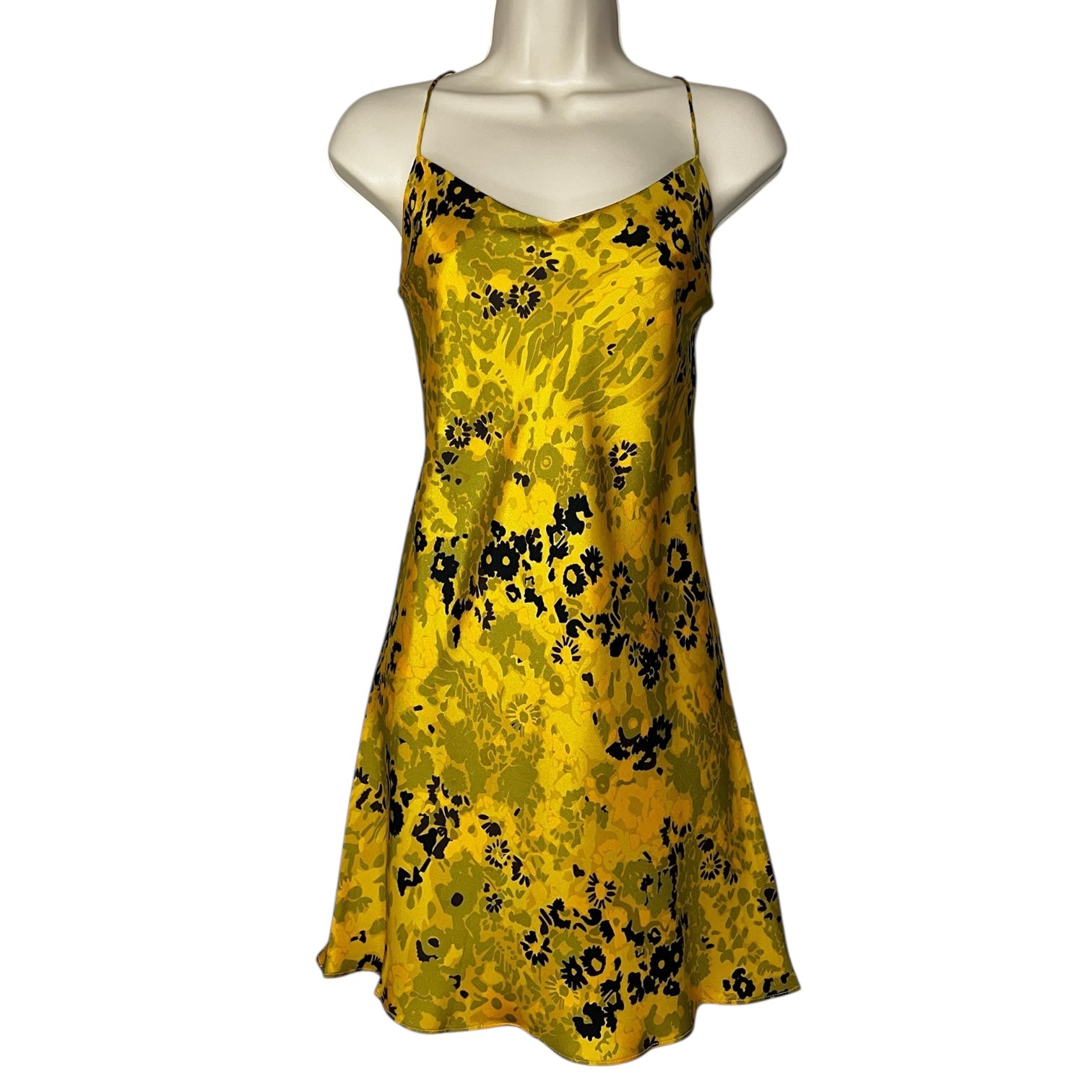 Asceno Lyon Silk Slip Dress – Butterscotch Winter Flower, M