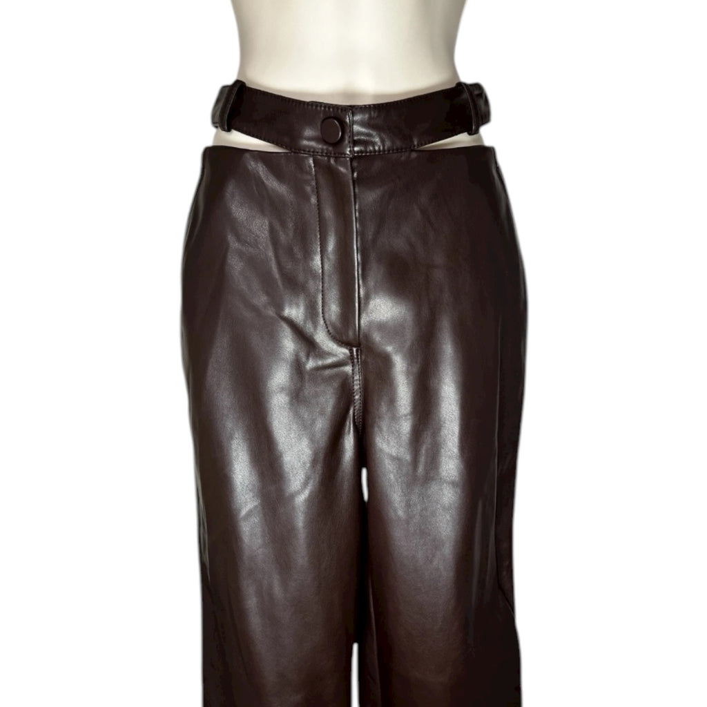 Simkhai Amelia Chocolate Vegan Leather Straight Leg Pants – US0 – pre-loved