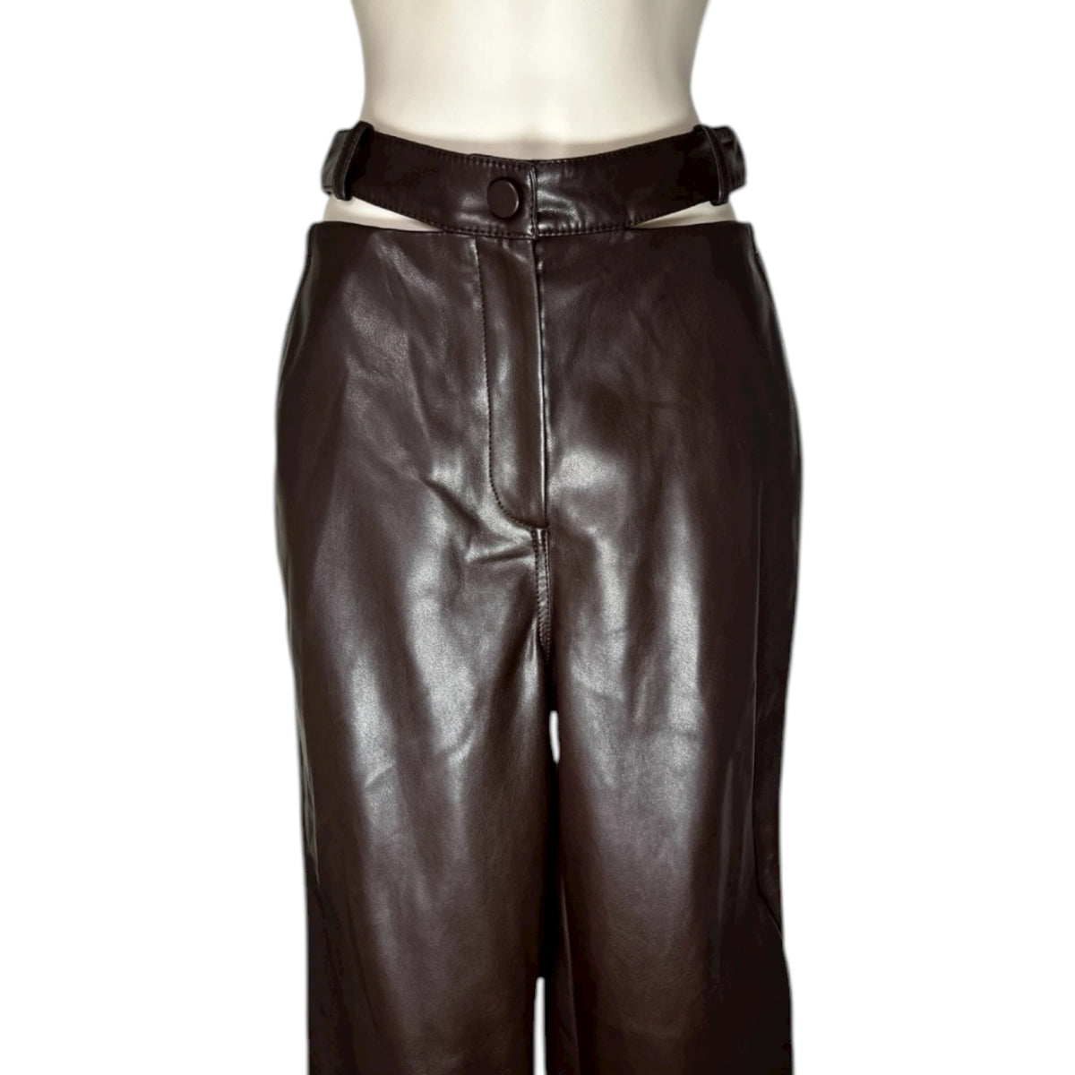 Simkhai Amelia Chocolate Vegan Leather Straight Leg Pants – US0 – pre-loved