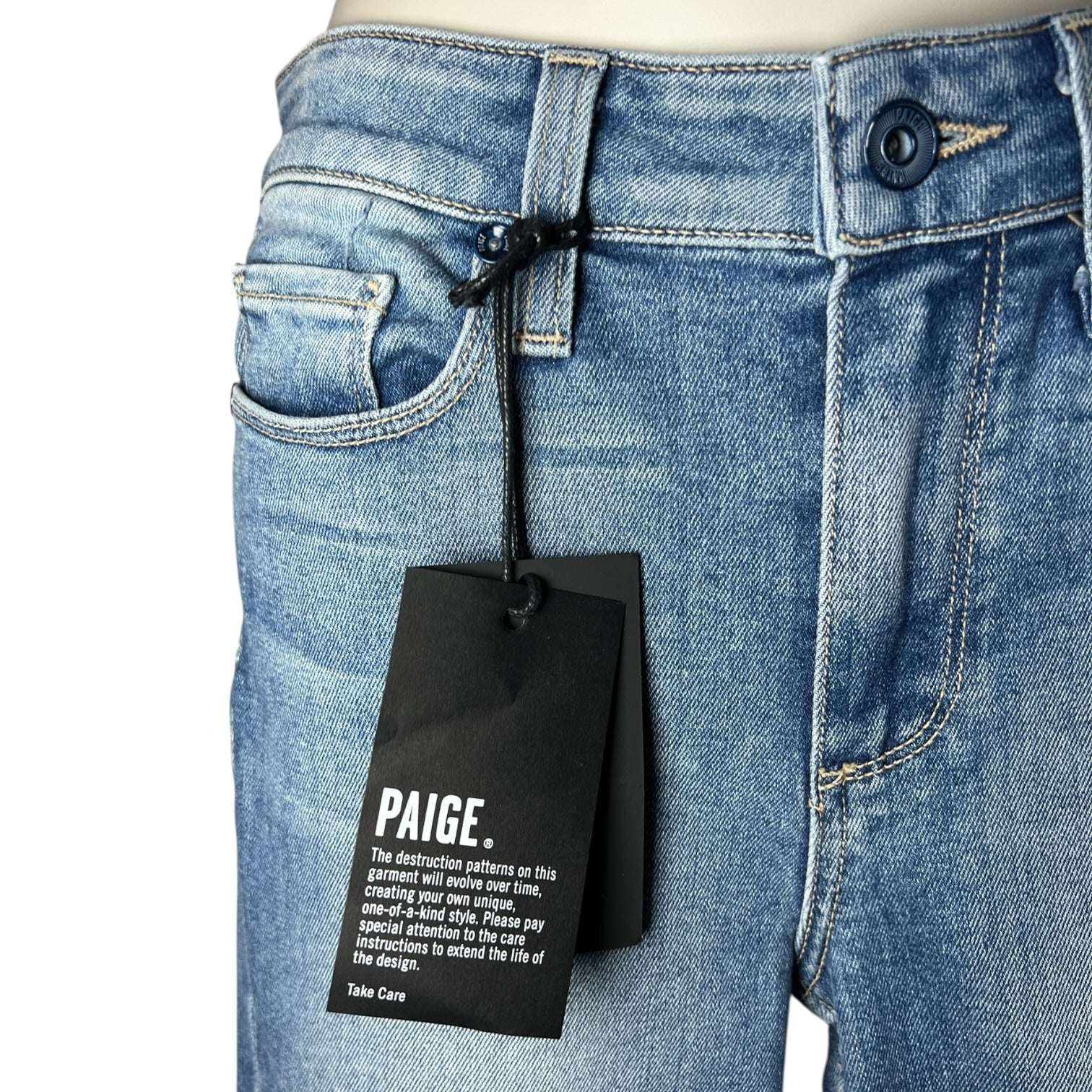 Paige Pieced Colette Crop Flare Jeans – Two-Tone Denim, 25