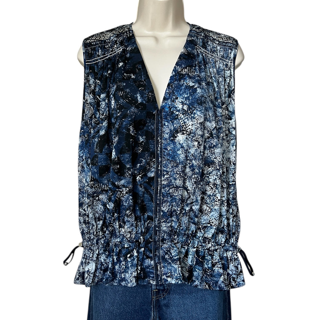 HIGH by Claire Campbell Tech Tie-Dye Mesh Cut-Out Sleeveless Drawstring Top – UK12 – pre-loved