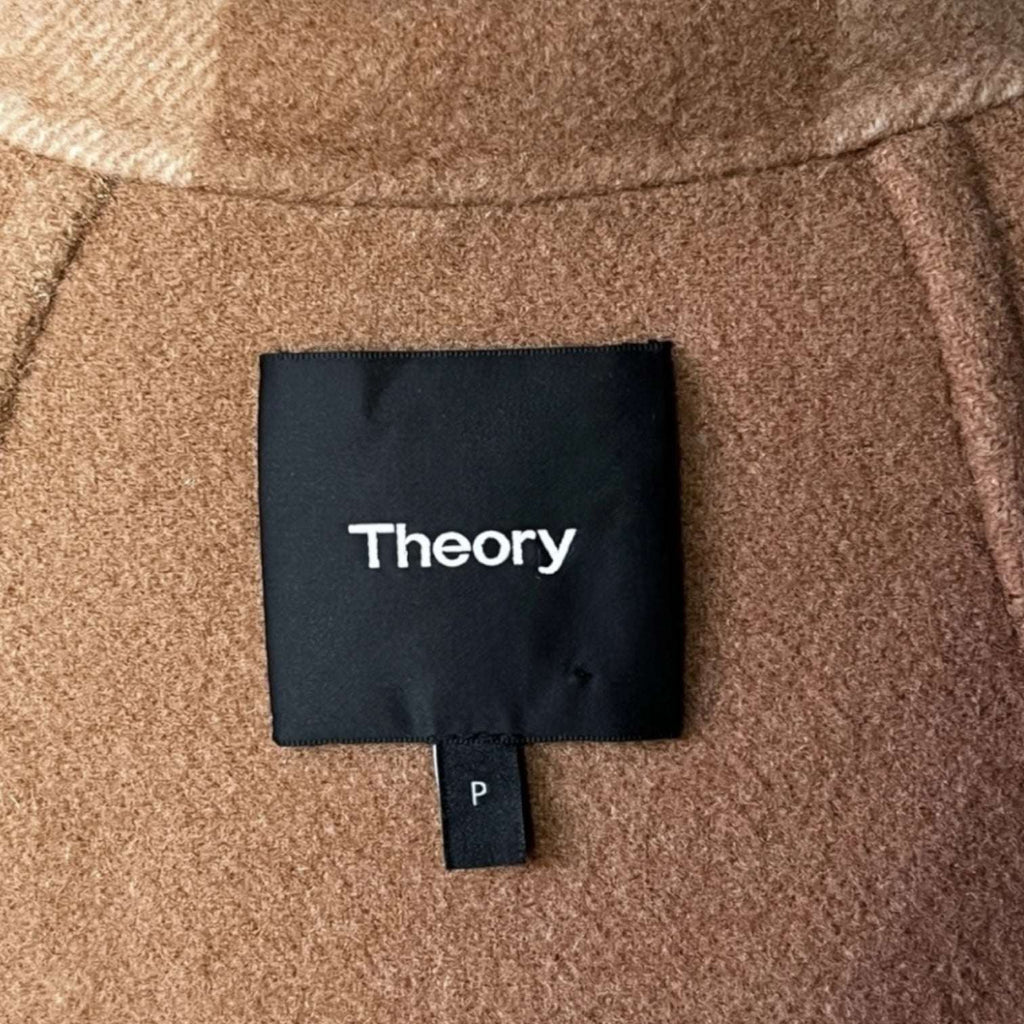 Theory Double-Faced Wool Check Overlay Open Coat – Oversized, P/XS – pre-loved