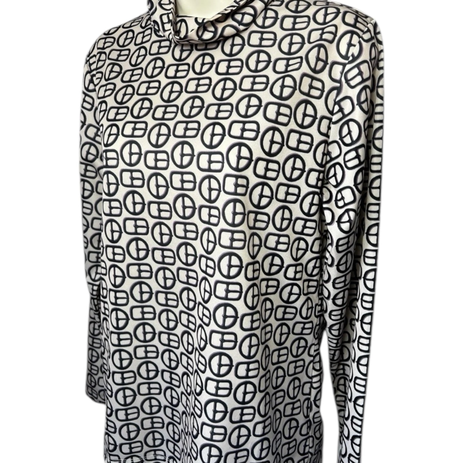 Alexa Chung Buckle Print Roll Neck Long Sleeve Top - L – pre-loved