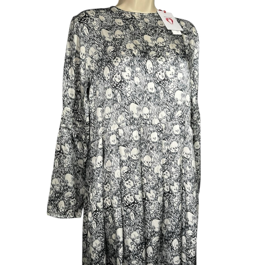 Shrimps Silk Pleated Face Print Dress – UK8 – pre-loved