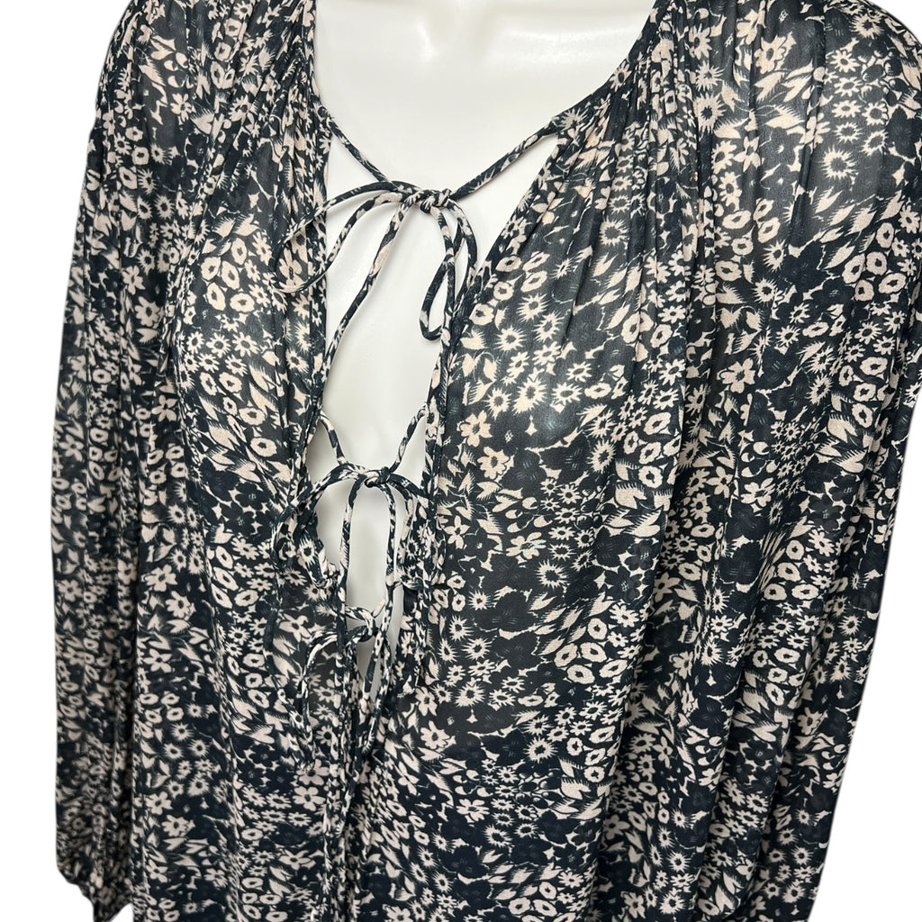 Isabel Marant Étoile Floral Split-Neck Tie Blouse – Oversized Shirt, FR36 (UK8)