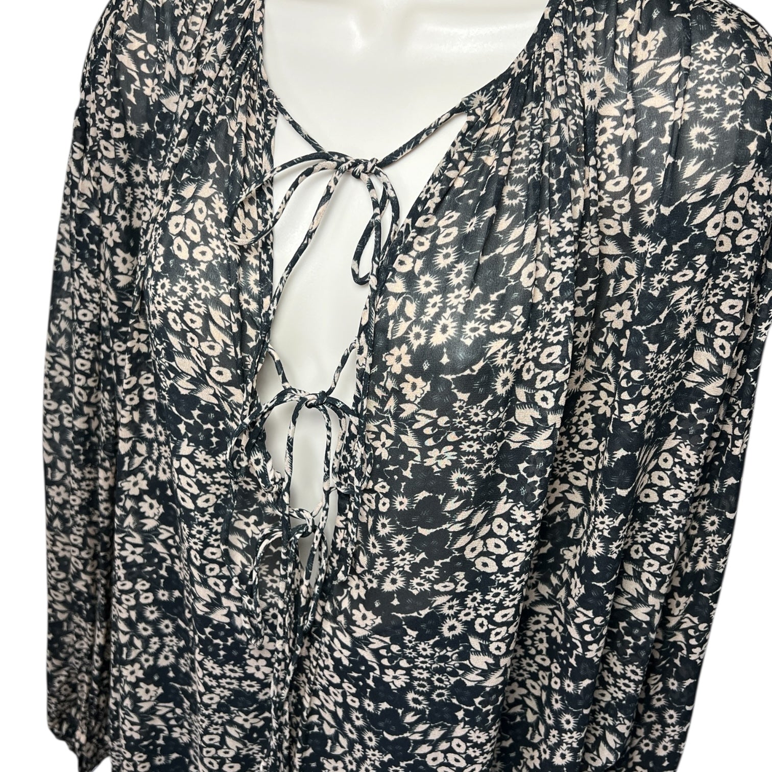 Isabel Marant Étoile Floral Split-Neck Tie Blouse – Oversized Shirt, FR36 (UK8)