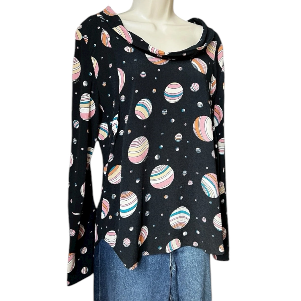 See By Chloé Planet Print Blouse – Celestial Long Sleeve Top, UK8 – pre-loved