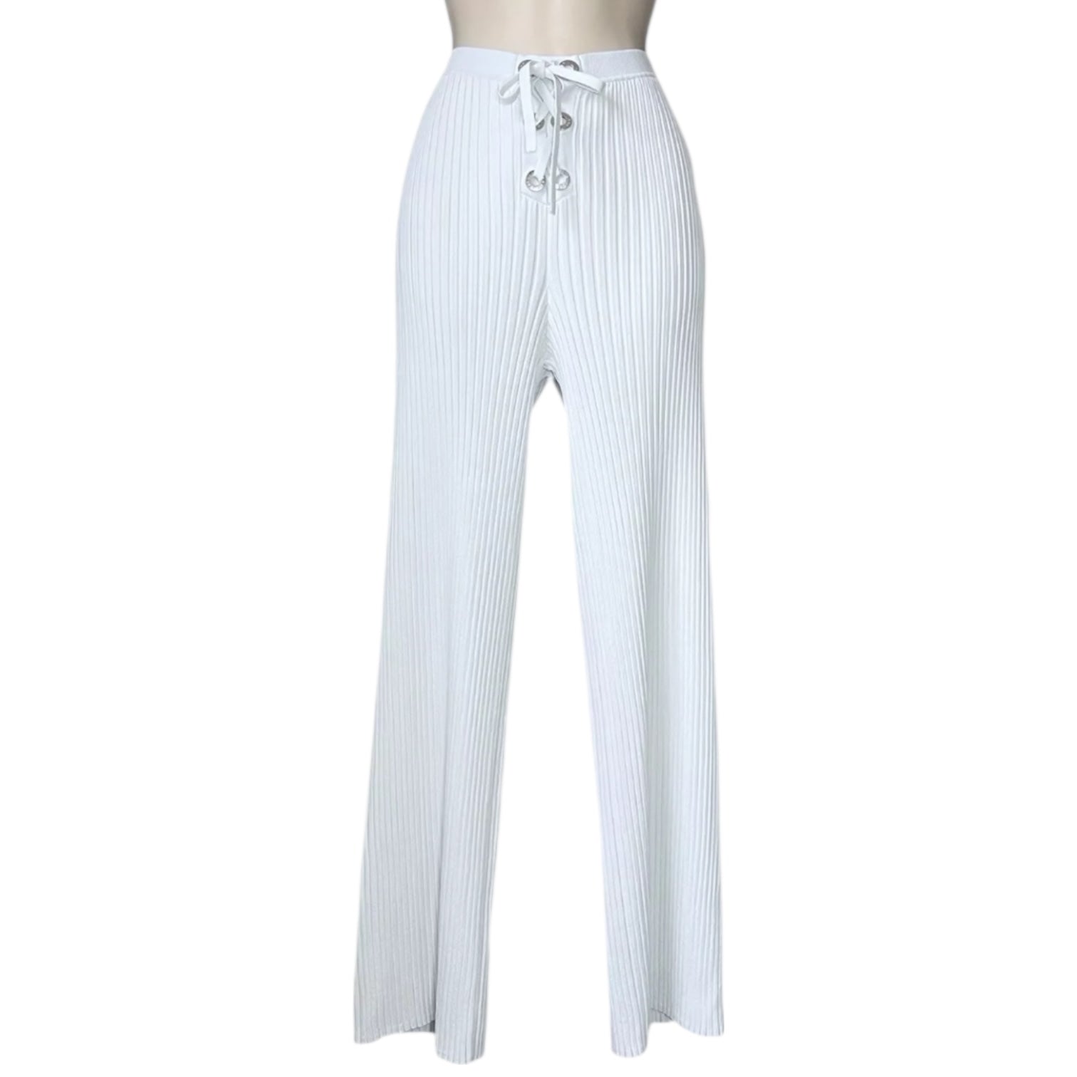 Dion Lee Ribbed Lace-Up Knit Crop Trousers – Light Blue, S – pre-loved