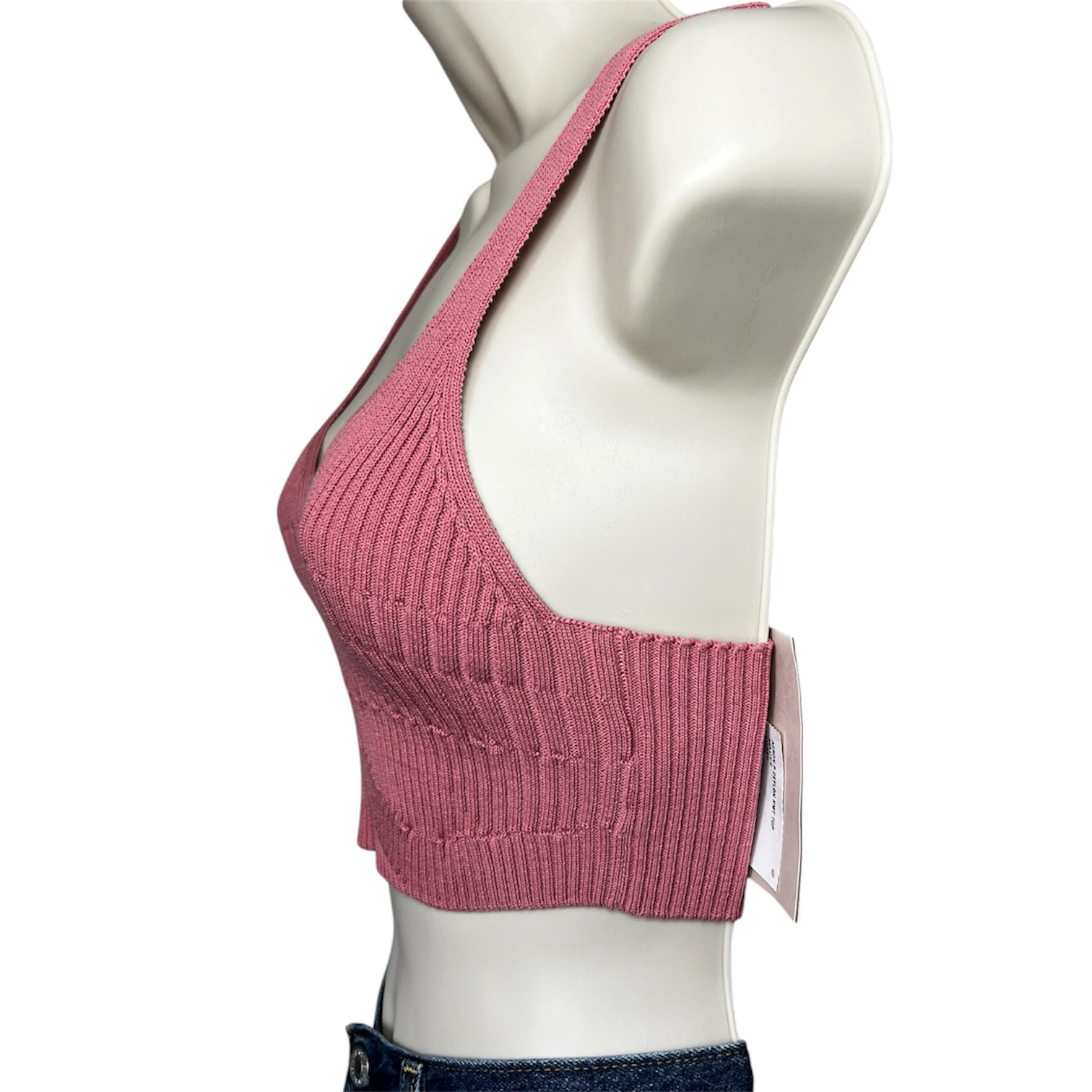 AERON Ceylon Ribbed Knit Cropped Tank Top – S