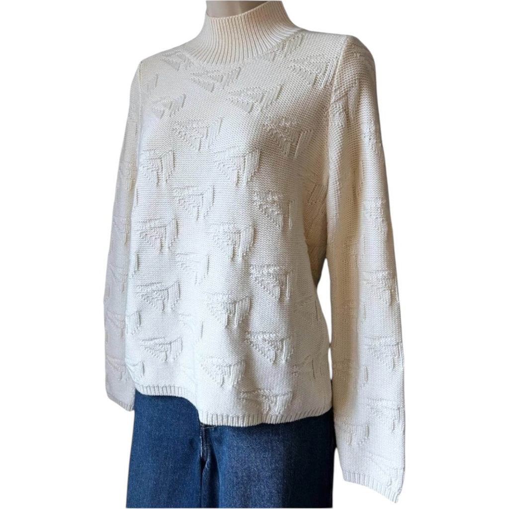Jil Sander High Neck Wool Knit Jumper – Boat Motif, S – pre-loved