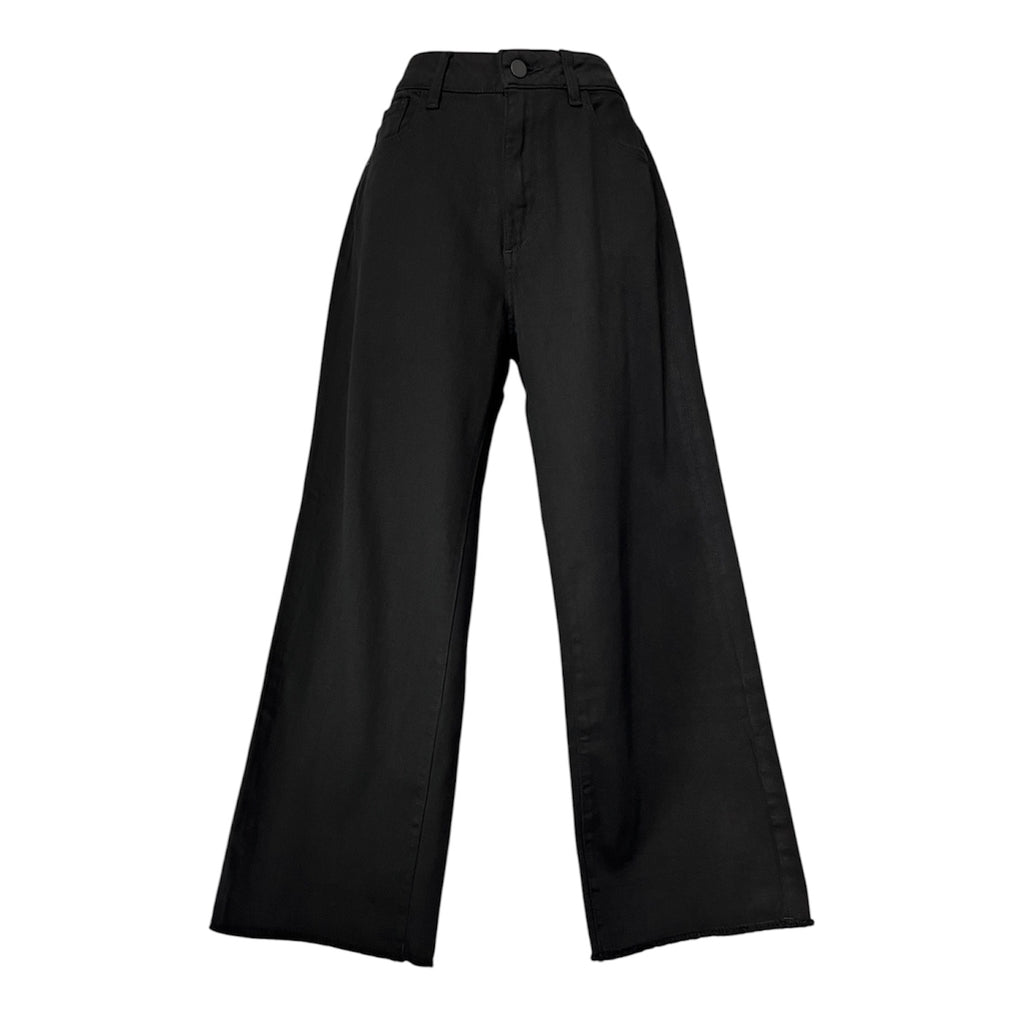 DL1961 Black High Rise Wide Leg Hepburn Crop Jeans – W25
