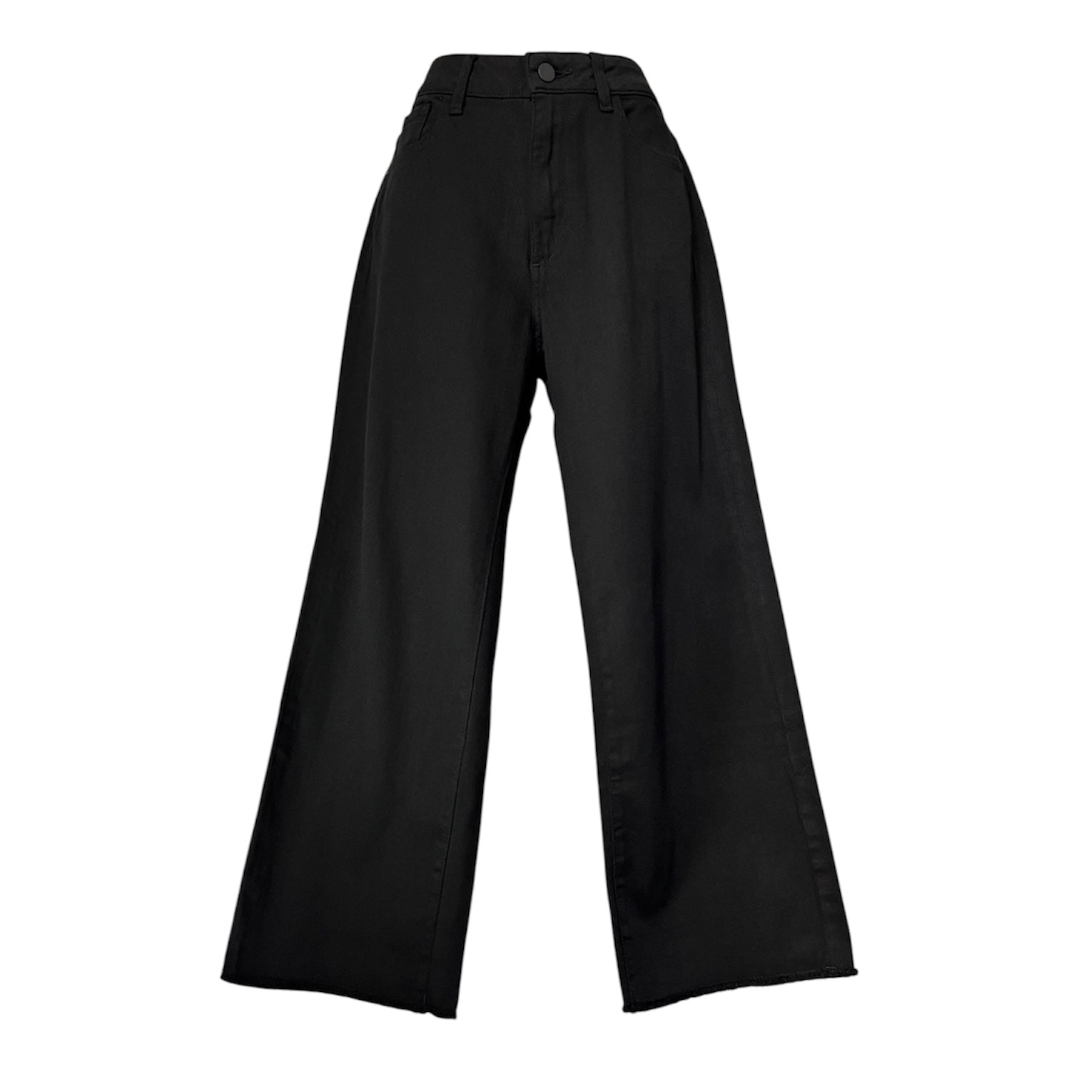 DL1961 Black High Rise Wide Leg Hepburn Crop Jeans – W25