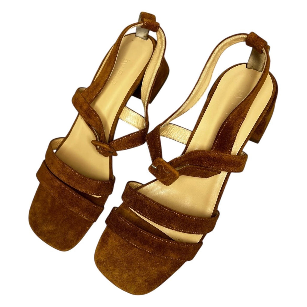 By Far Cuba Suede Block Heel Sandals – Brown, EU 40