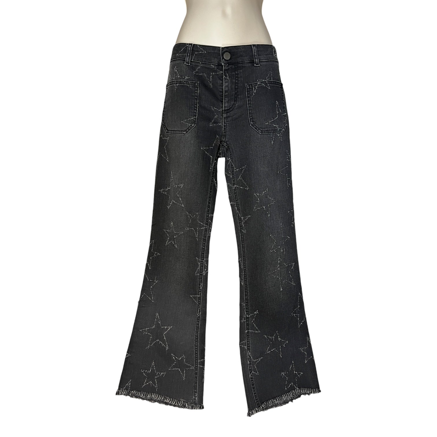 Stella McCartney Faded Black Star Bootcut Crop Jeans – 30 – pre-loved