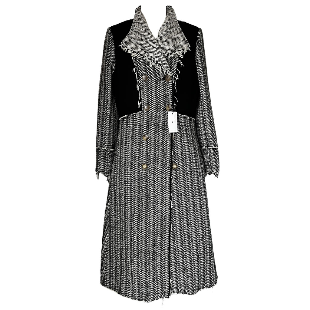 Tory Burch Runway 2020 Raw Tweed Wool Double Breasted Coat - US6 – pre-loved