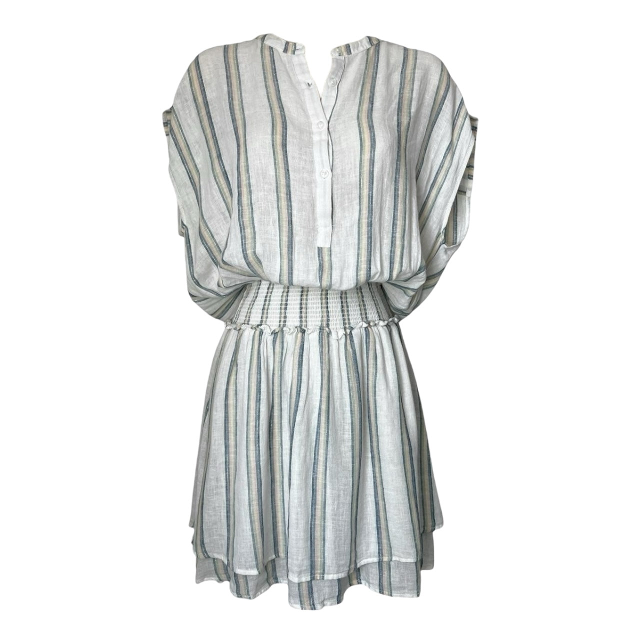 Rails Striped Linen Smocked Tiered Mini Dress – S – pre-loved