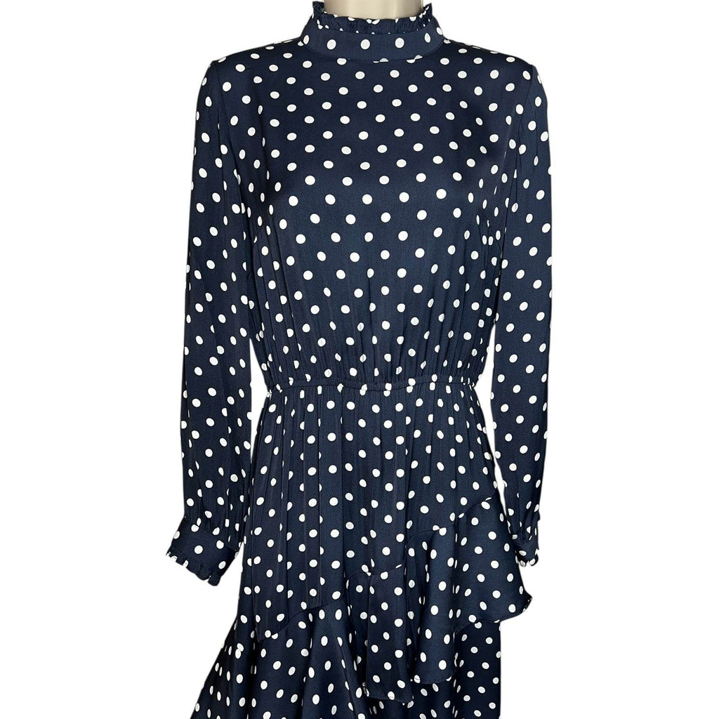 Essentiel Antwerp Polka Dot Ruffle High Neck Tiered Midi Dress – EU36 – pre-loved