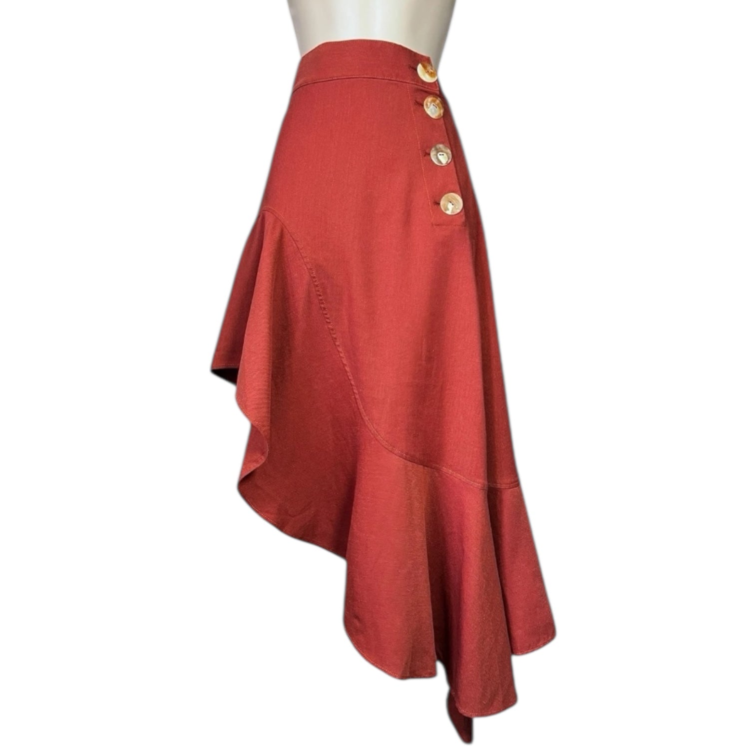 Rejina Pyo Linen Asymmetric Button Skirt – UK8