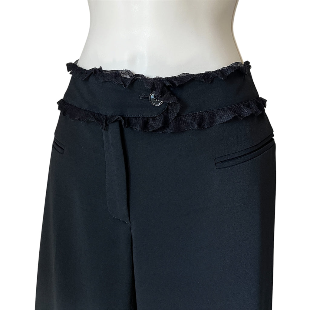 Dolce & Gabbana Black Ruffle Waist Trousers – Slim Fit, IT42 (UK10)