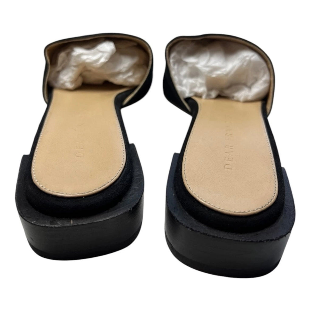 Dear Frances Minimalist Black Suede Block Heel Bridge Mules – EU 37