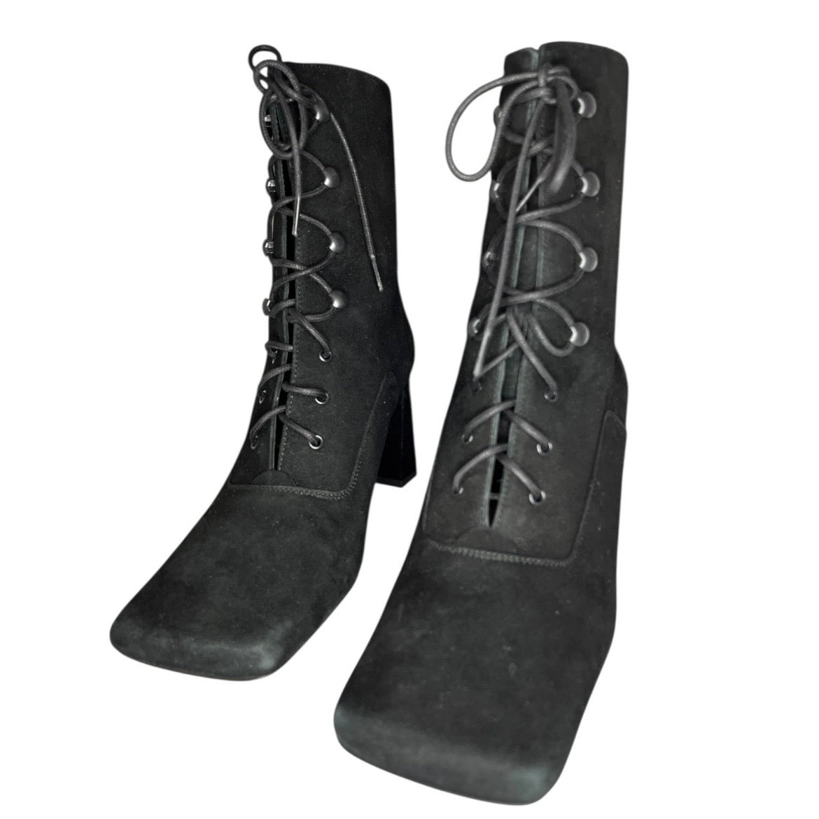 By Far Claude Black Suede Lace-Up Ankle Boots – EU 38