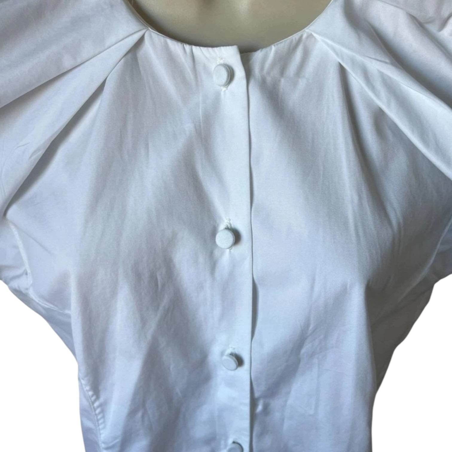 Khaite Tanya Cotton Princess Seams Puff Sleeve Shirt – S – pre-loved