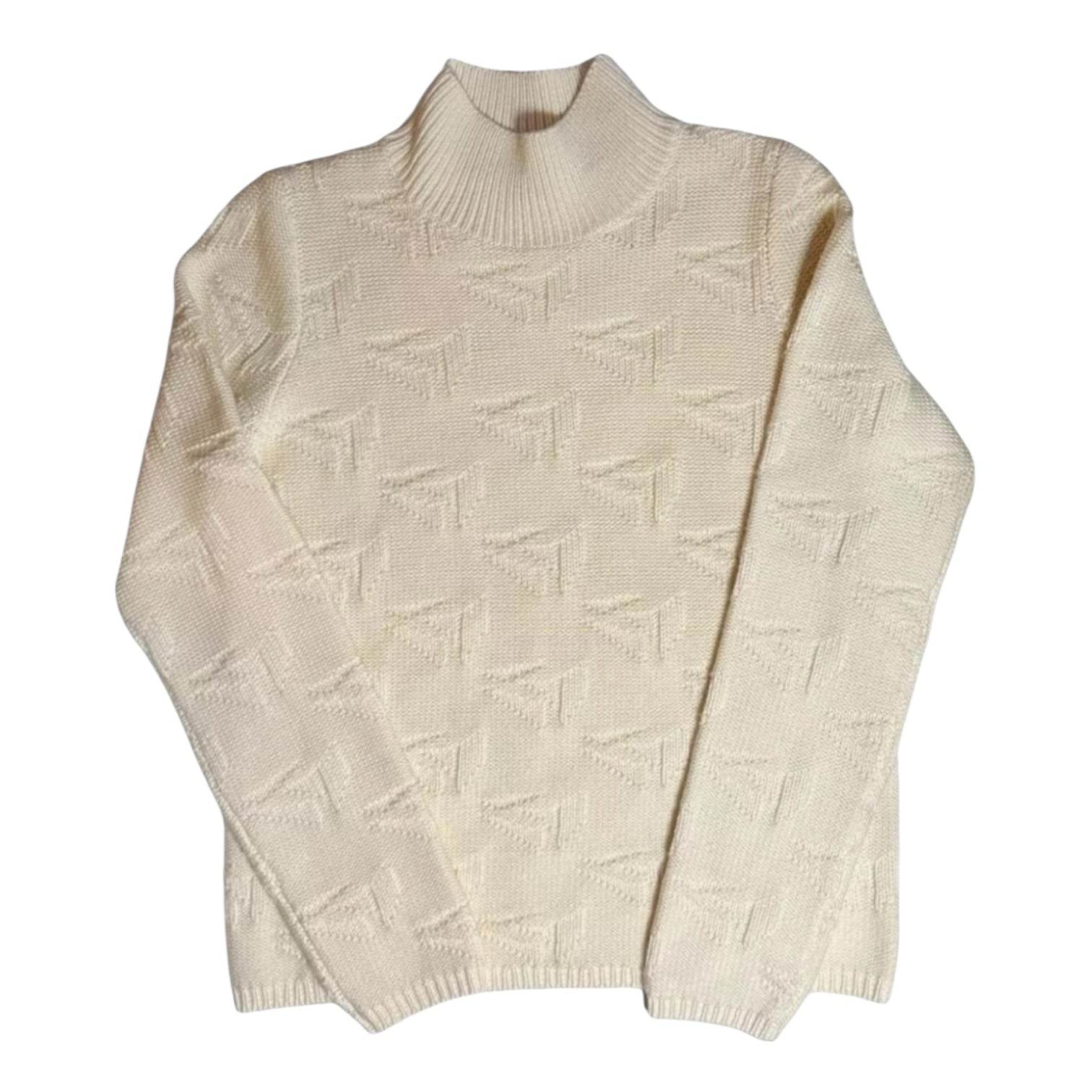 Jil Sander High Neck Wool Knit Jumper – Boat Motif, S – pre-loved