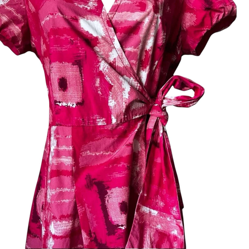MaxMara Weekend Cotton Wrap Dress – Abstract Print, Flare Style, UK 10 – pre-loved