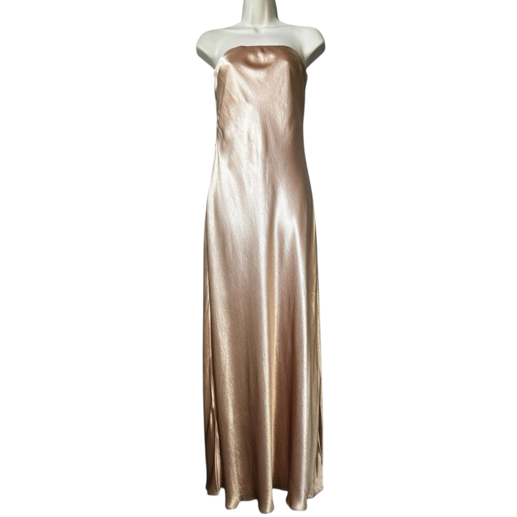 Bec + Bridge Moon Dance Strapless Bias-Cut Maxi Dress – Rose Gold, UK12 – pre-loved