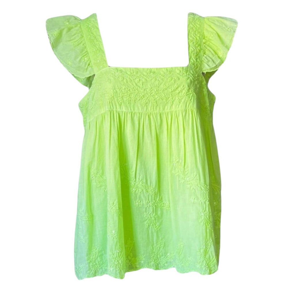 Juliet Dunn Neon Embroidered Babydoll Top – Size 1 (UK8) – pre-loved