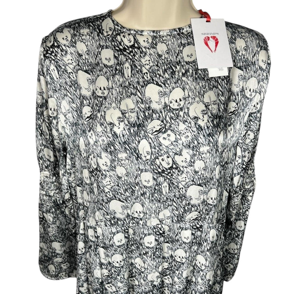 Shrimps Silk Pleated Face Print Dress – UK8 – pre-loved