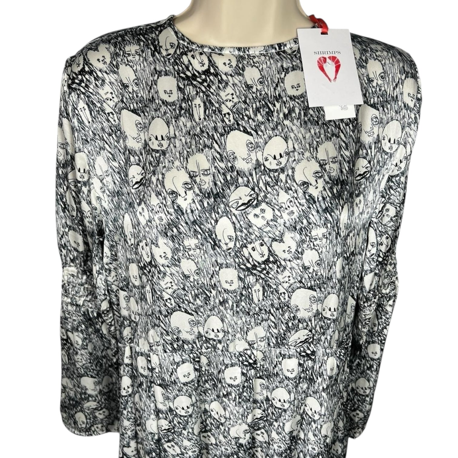 Shrimps Silk Pleated Face Print Dress – UK8 – pre-loved