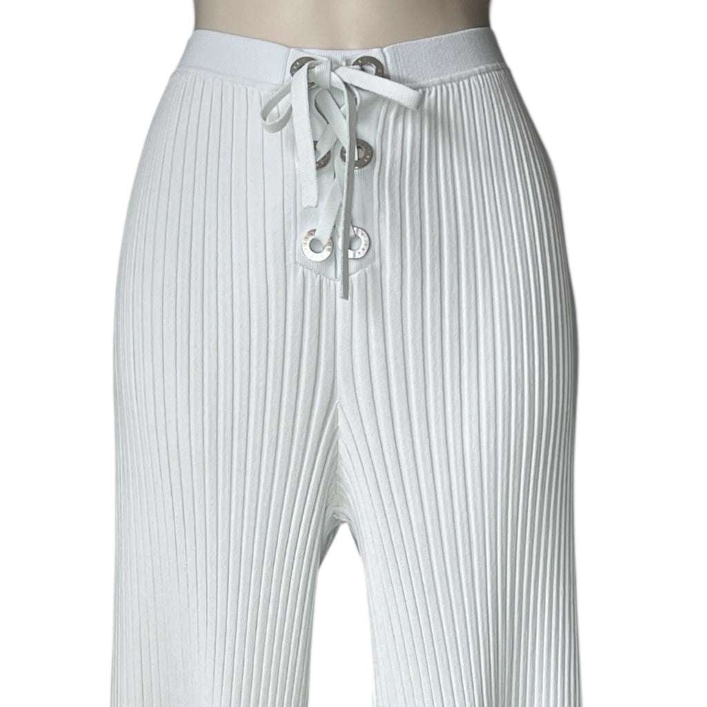 Dion Lee Ribbed Lace-Up Knit Crop Trousers – Light Blue, S – pre-loved