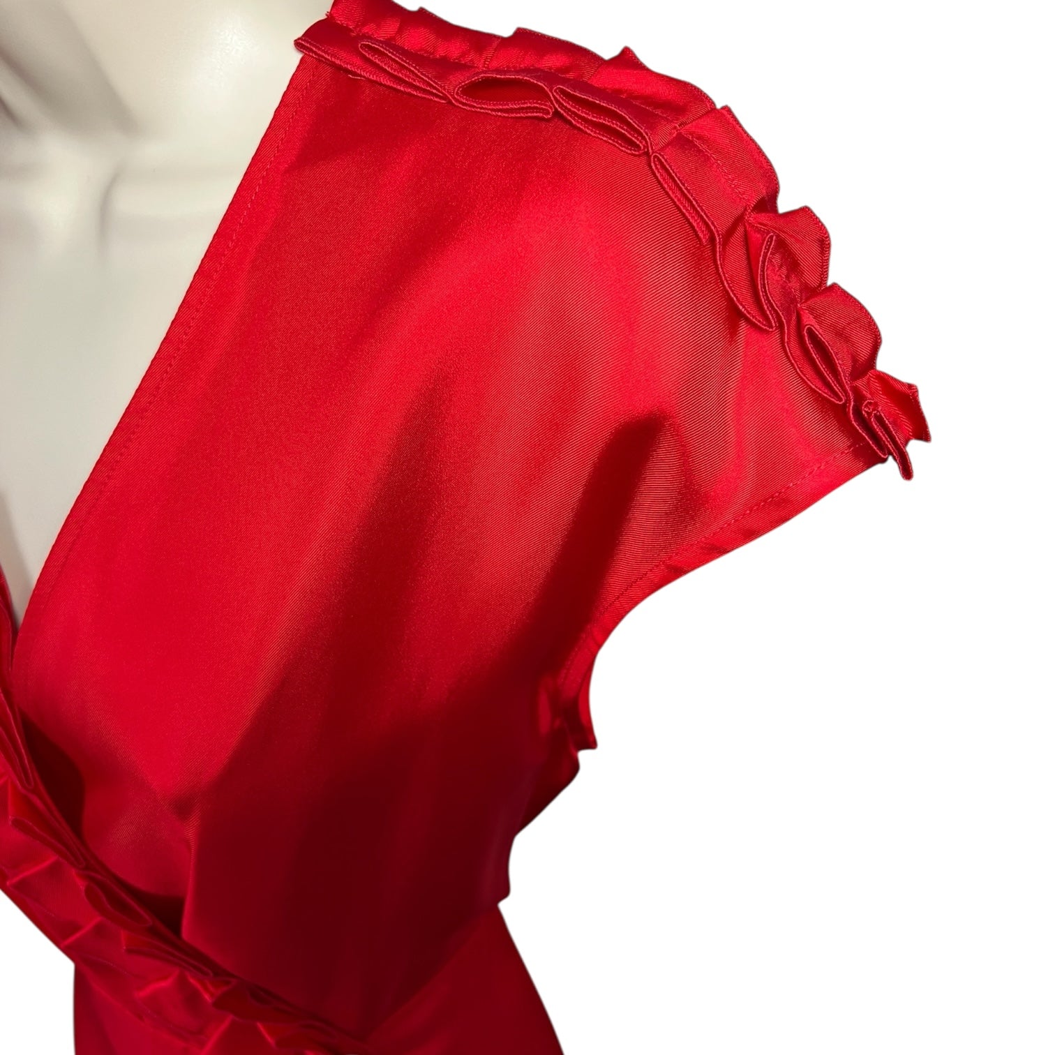 Lisou Rhona Red Silk Wrap Midi Dress – UK8