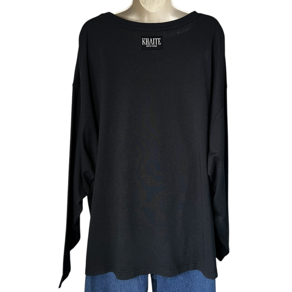 Khaite The Imogen Oversized Logo Patch Pocket Long Sleeve T-Shirt – XL