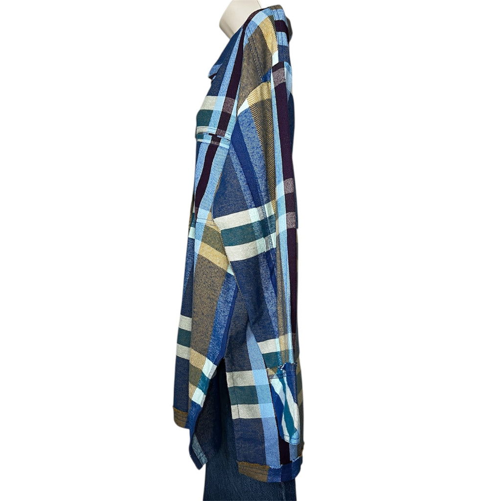 Free People Oversized Plaid Flannel Jacket Shirt – S – pre-loved