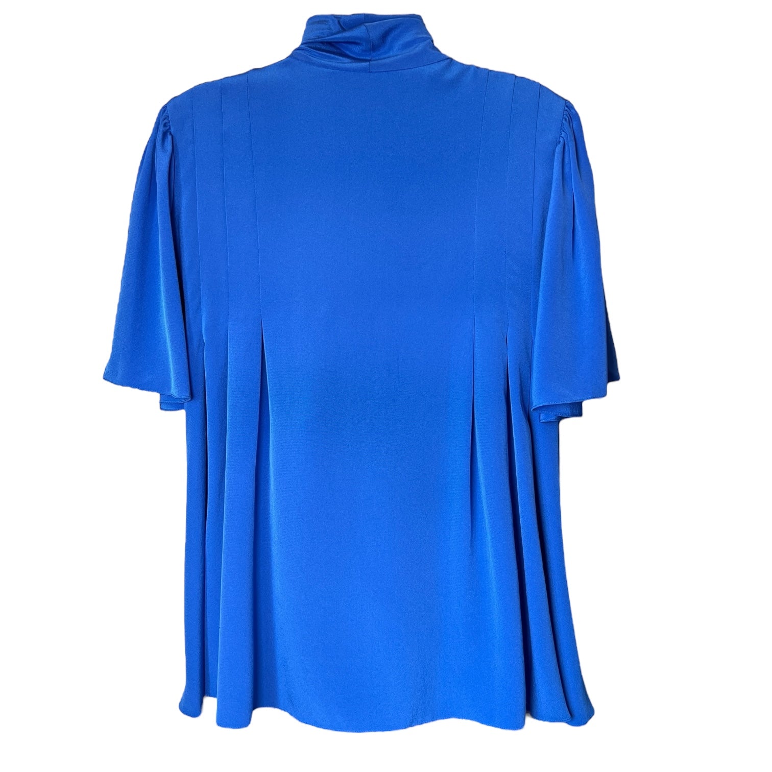 Diane Von Furstenberg Silk Pussybow V Neckline Short Sleeve Blouse – US4 (UK8) – pre-loved