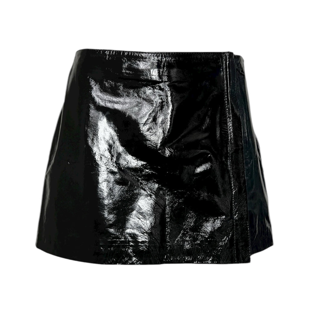 P.A.R.O.S.H. Black Patent Leather Mini Skirt – Zip, XS – pre-loved