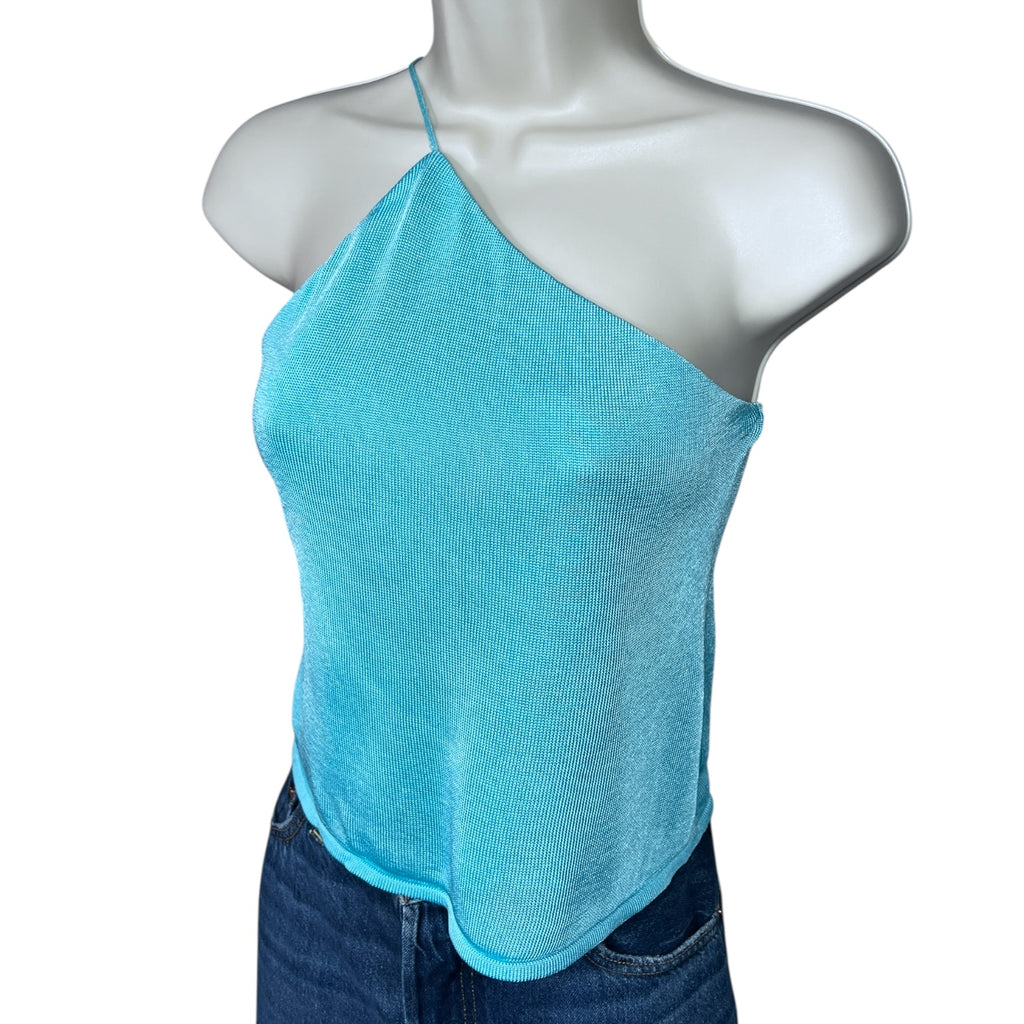 GAUGE81 Beja One-Shoulder Mesh Top – Asymmetric Open Back, XS – pre-loved