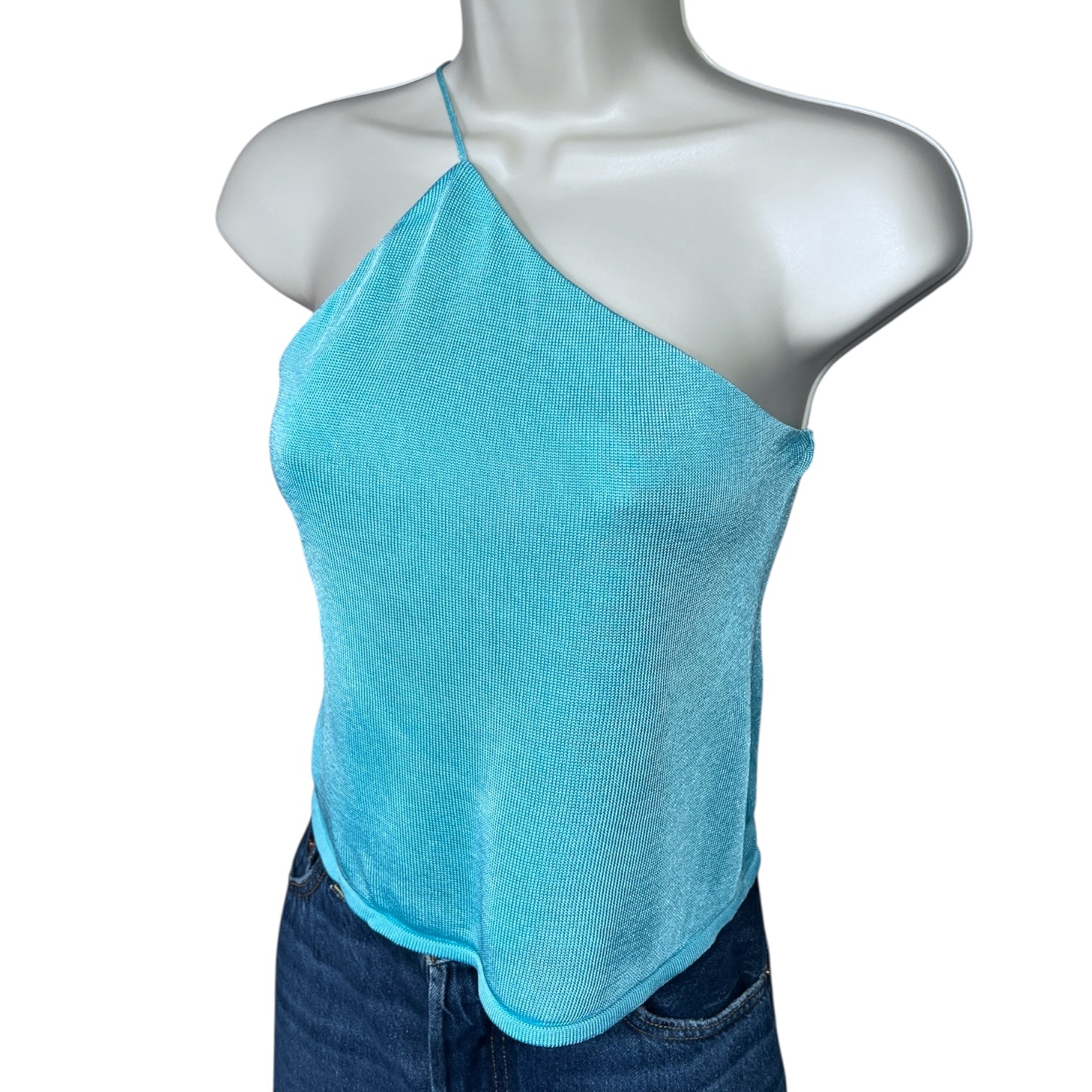 GAUGE81 Beja One-Shoulder Mesh Top – Asymmetric Open Back, XS – pre-loved