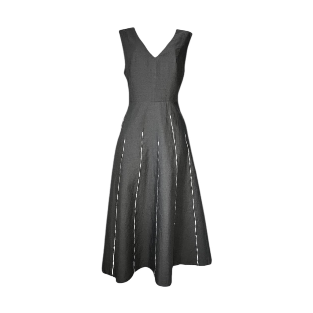 Bottega Veneta Linen Embroidered Midi Dress – Circle Skirt, IT42 (UK10)