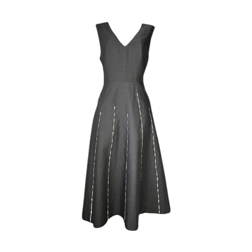 Bottega Veneta Linen Embroidered Midi Dress – Circle Skirt, IT42 (UK10) – pre-loved