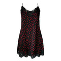 Dolce & Gabbana Polka Dot Lace Trim Silk Slip Mini Dress – Black/Red, L – pre-loved