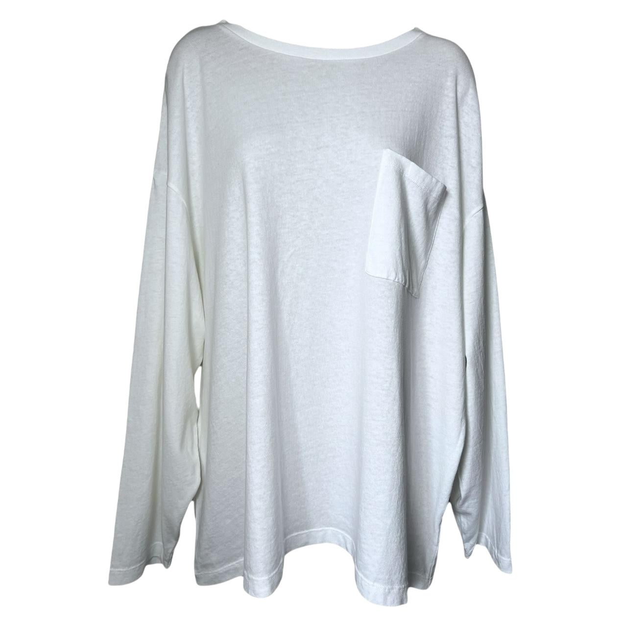 Khaite White Logo Patch Oversized Cotton Long Sleeve T-Shirt – XL