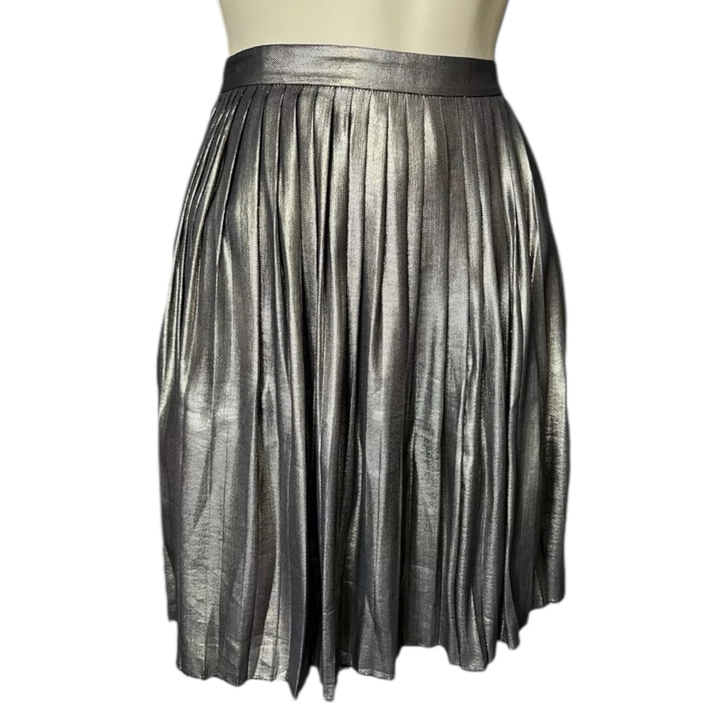 Tory Burch Pleated Silk Mini Skirt – Metallic, US10 – pre-loved