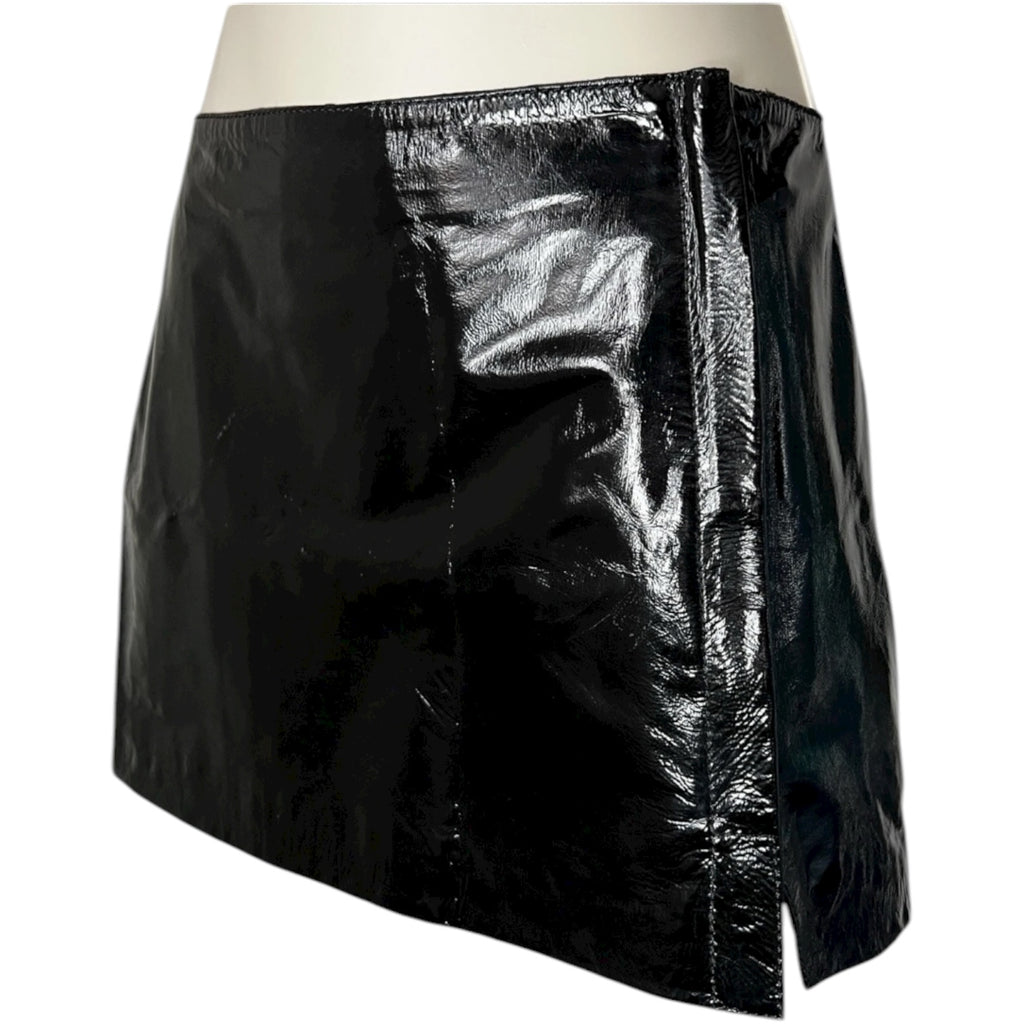 P.A.R.O.S.H. Black Patent Leather Mini Skirt – Zip, XS – pre-loved