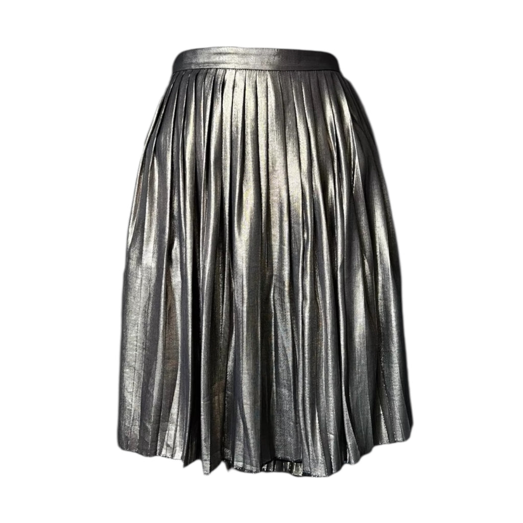 Tory Burch Pleated Silk Mini Skirt – Metallic, US10 – pre-loved