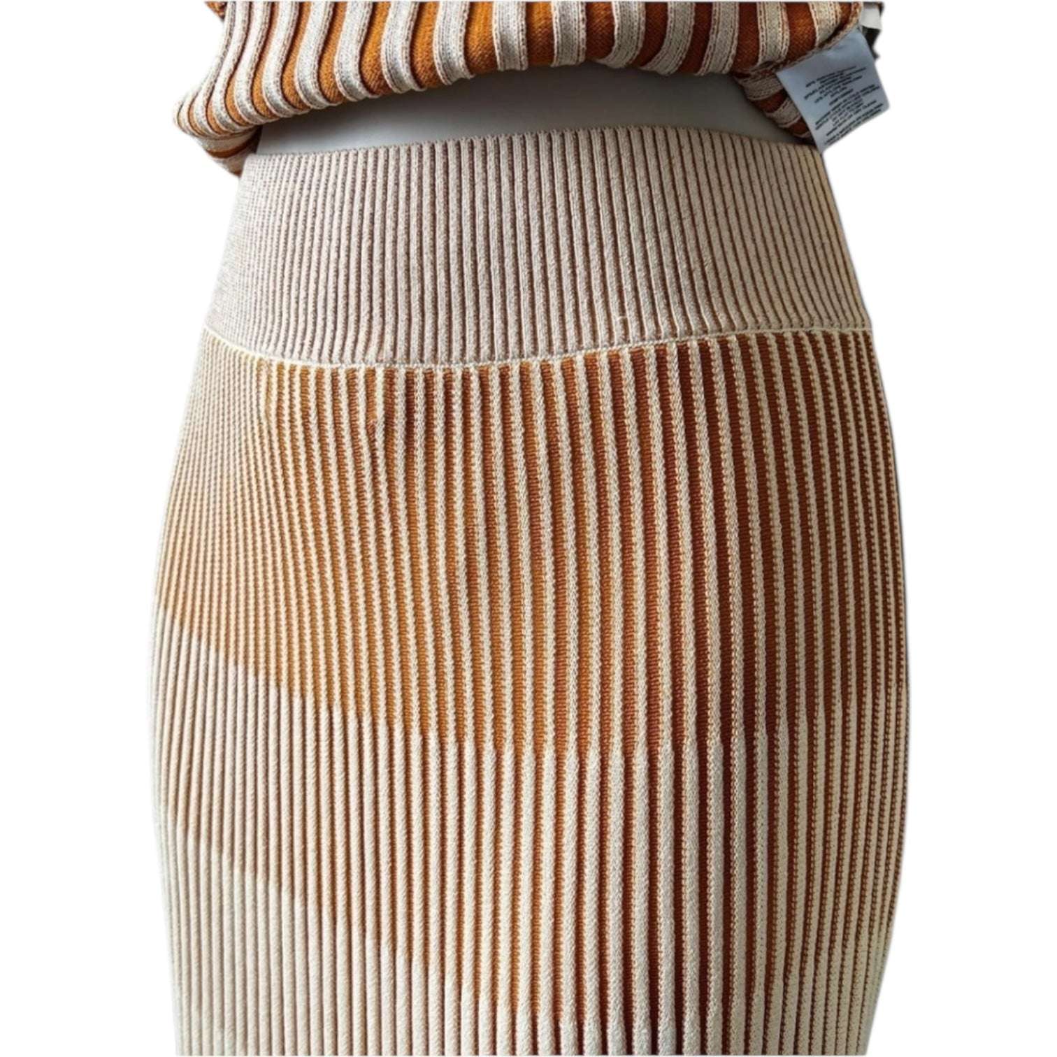 Nicholas Ribbed Knit Gradient Ombre Flare Midi Skirt – XS – pre-loved